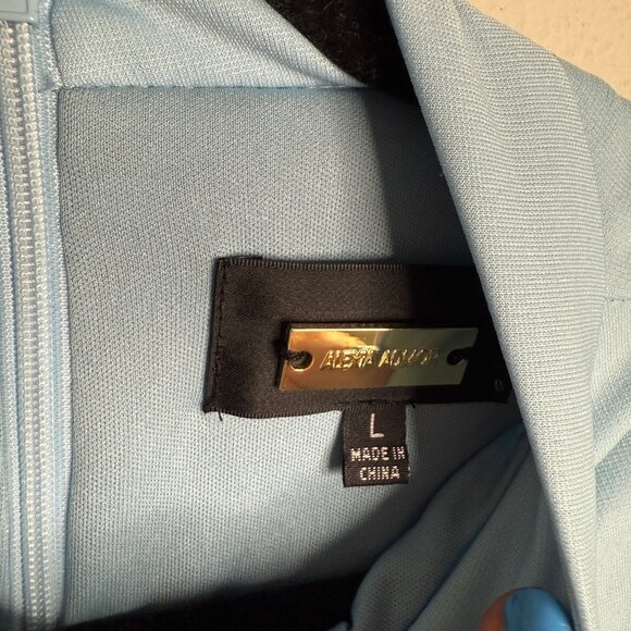 Alexia Admor Women's Large Blue Sleeveless Mock Neck Midi Zip Up Back Dress - Picture 4 of 7